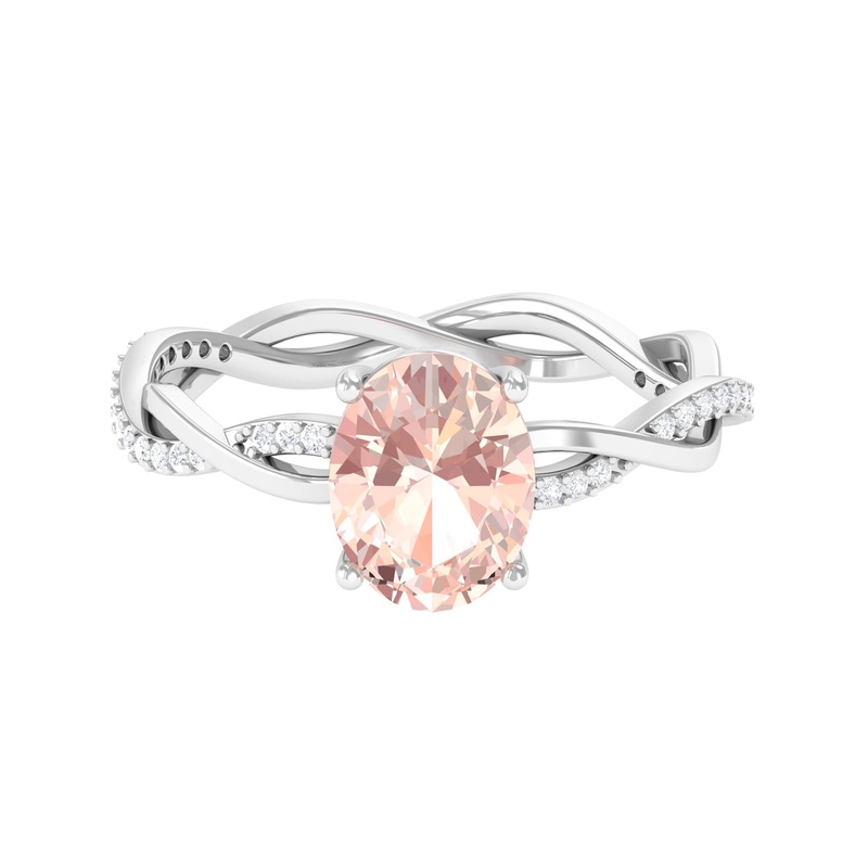Solitaire Morganite Engagement Ring with Braided Diamond