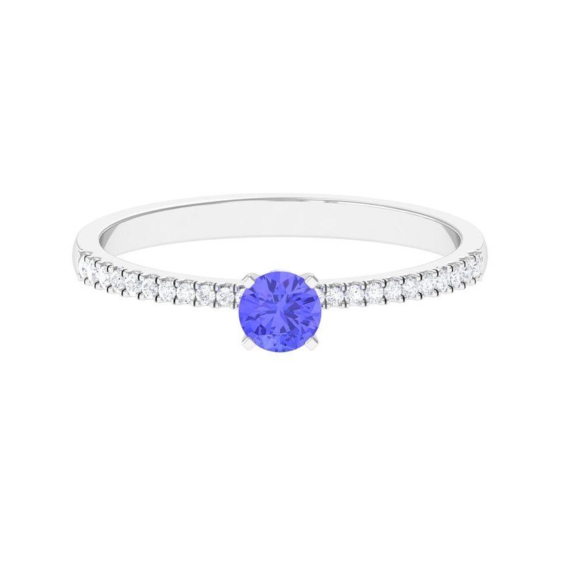 Tanzanite Solitaire Ring with Diamond Side Stones