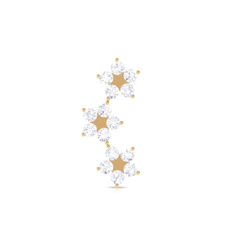 Elegant Diamond Flower Crawler Earring for Helix Piercing