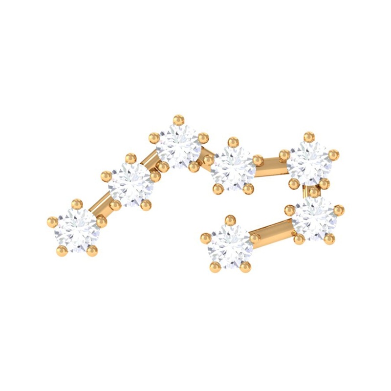 Genuine Diamond Taurus Zodiac Crawler Earring