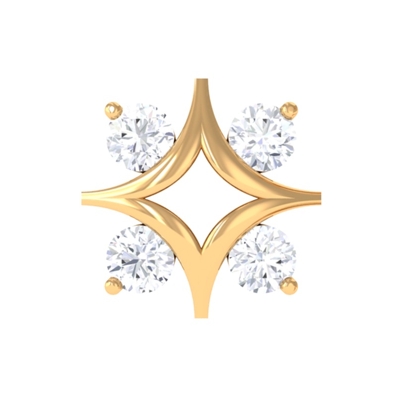 Natural Diamond Star Celestial Earring for Helix Piercing