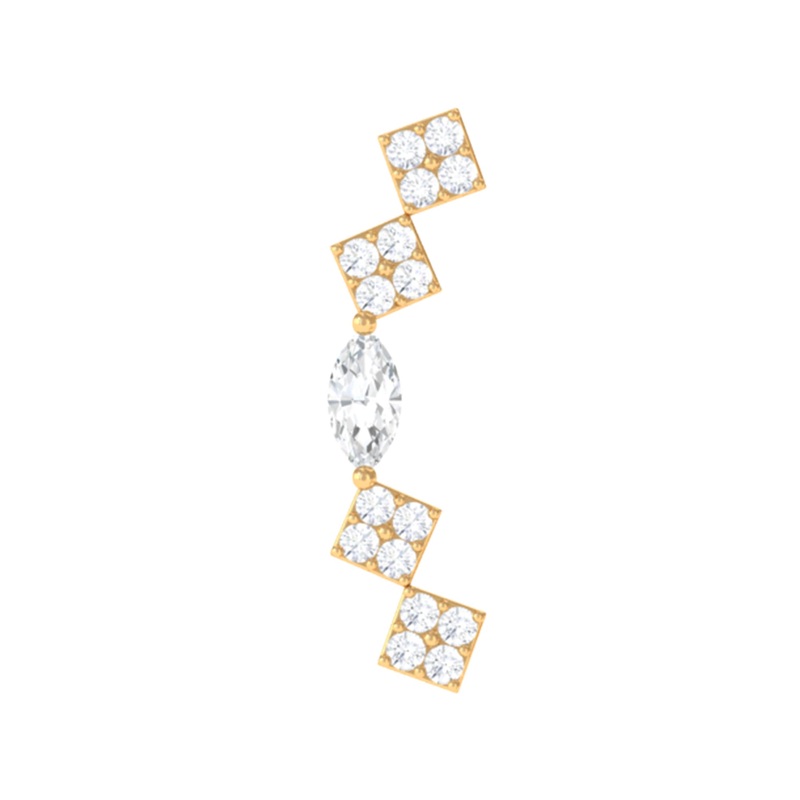Real Diamond Ear Crawler Earring for Helix Piercing