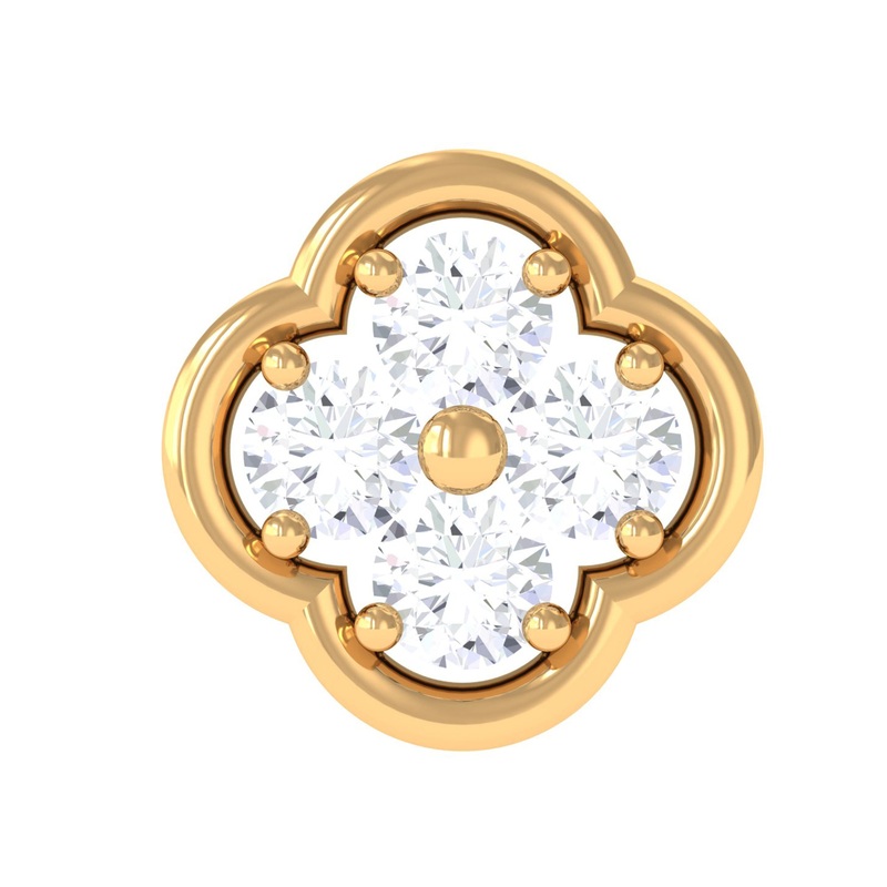 Real Diamond Floral Cluster Earring for Helix Piercing