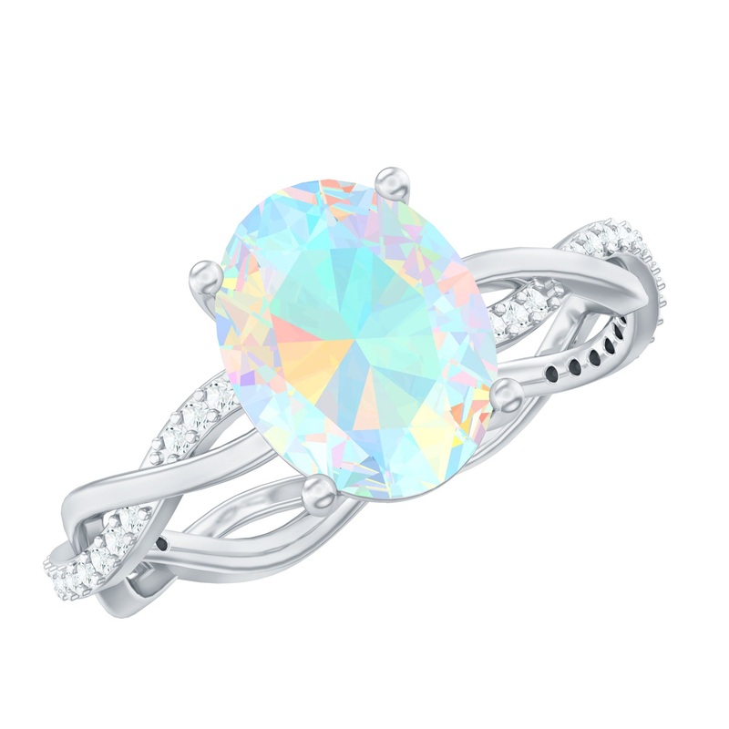 1.5 CT Oval Ethiopian Opal and Diamond Braided Ring