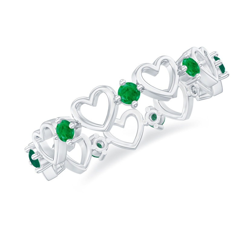 1 CT Emerald Gold Open Heart Eternity Band Ring