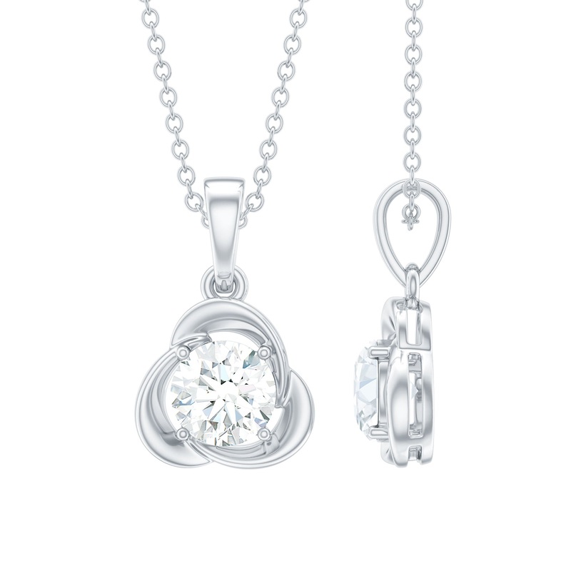 Round Shape Lab Grown Diamond Solitaire Pendant Necklace