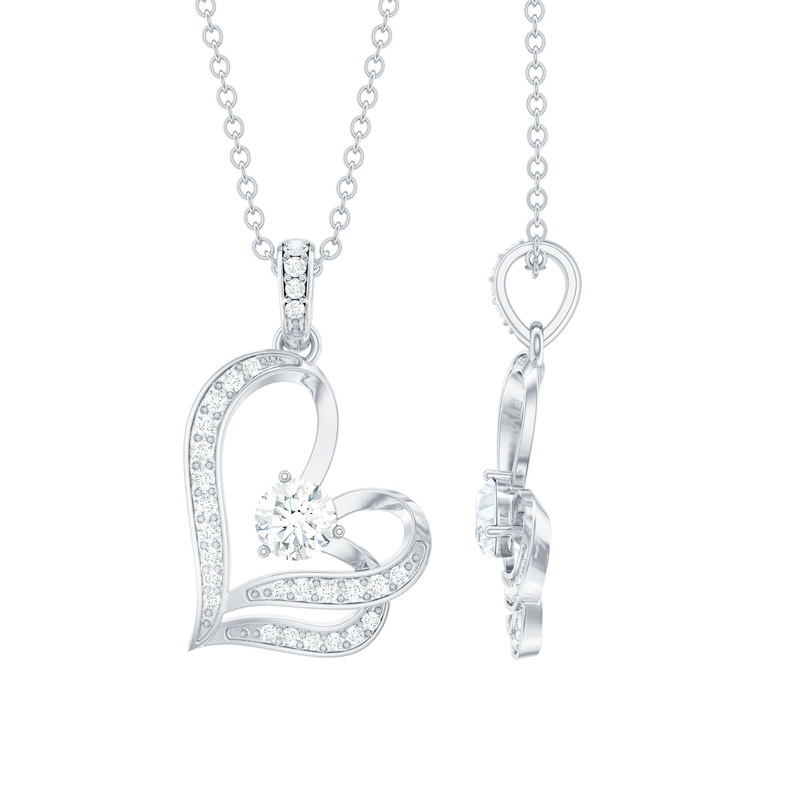 Tilted Lab Diamond Heart Pendant Necklace