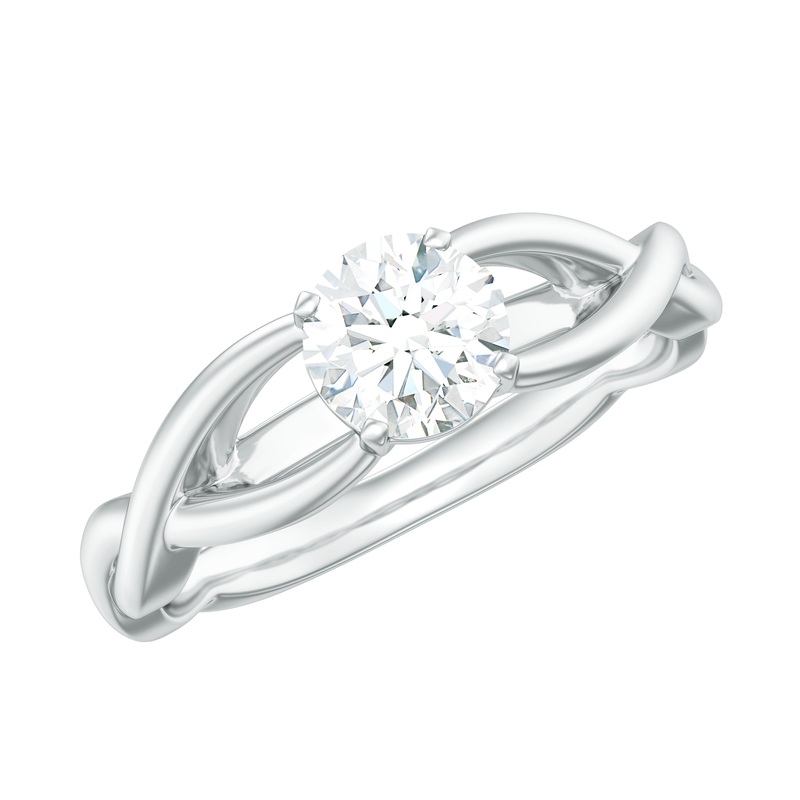 0.5 CT Certified Moissanite Solitaire Ring with Gold Crossover Shank