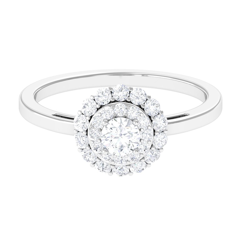 1.25 CT Certified Zircon Vintage Inspired Double Halo Ring