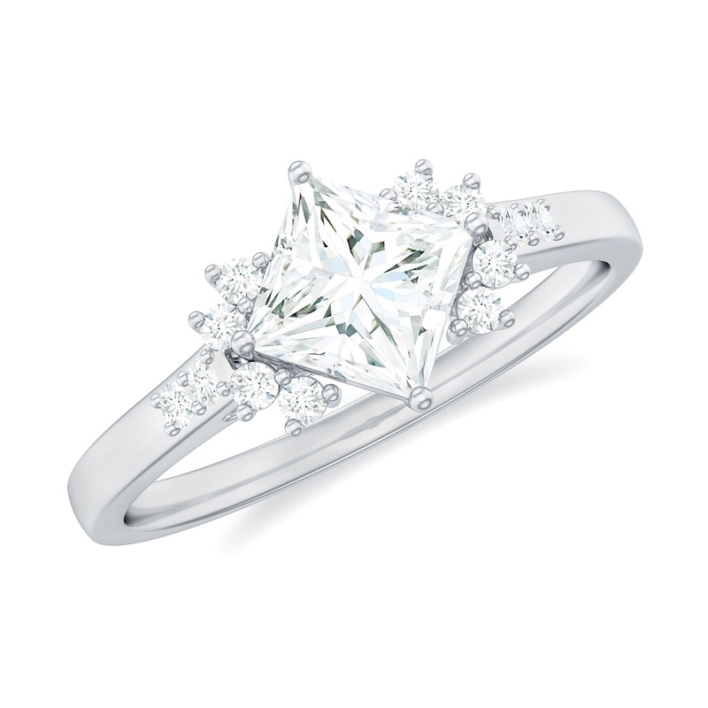 1 CT Certified Princess Cut Moissanite Solitaire Ring in Prong Setting