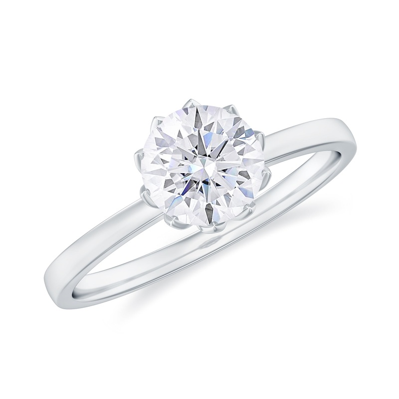 1 CT Simulated Diamond Solitaire Ring in Lotus Basket Setting