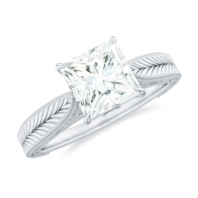 Princess Cut Moissanite Solitaire Engagement Ring