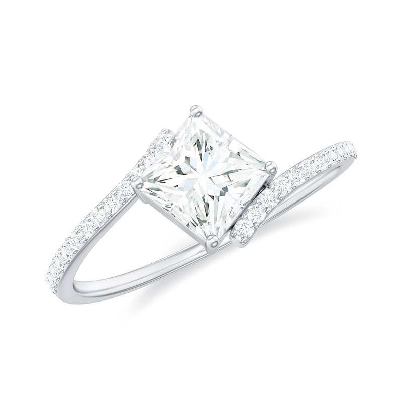 Princess Cut Solitaire Moissanite Bypass Promise Ring