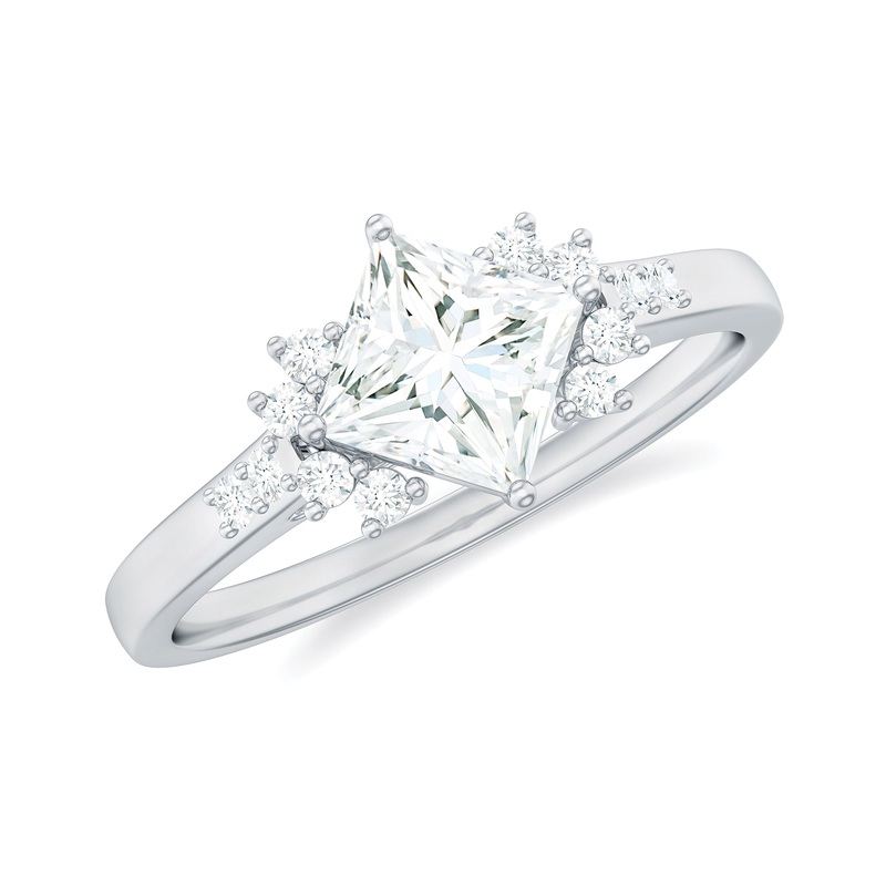 Simple Princess Cut Zircon Solitaire Promise Ring in Gold