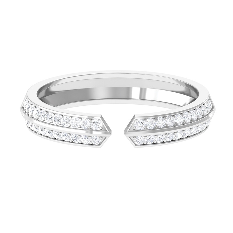 0.50 CT Certified Moissanite Contemporary Cuff Ring in Gold
