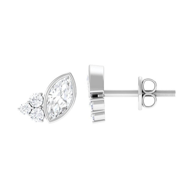 0.75 CT Marquise Shape Moissanite Stud Earrings with Screw Back