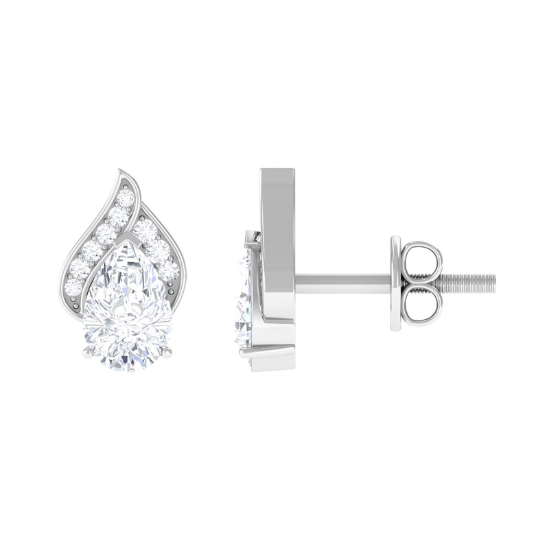1.25 CT Pear Shape Moissanite Classic Stud Earrings in Gold