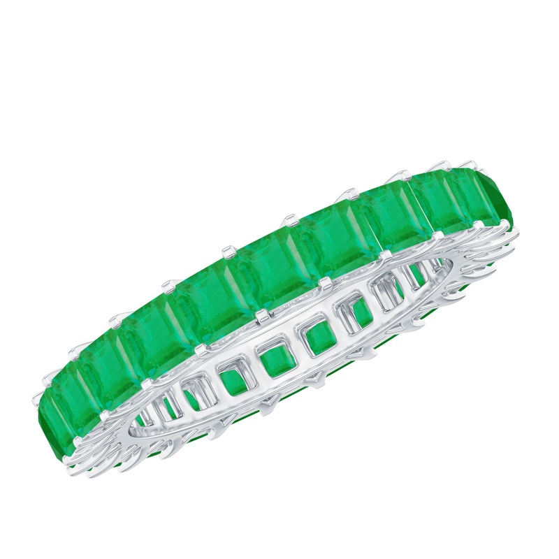 1.25 CT Princess Cut Emerald Full Eternity Ring in Shared Prong Setting