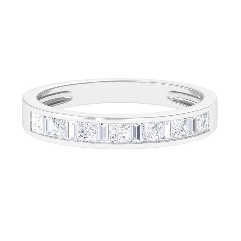 1.25 CT Princess Cut Moissanite Half Eternity Ring in Channel Setting