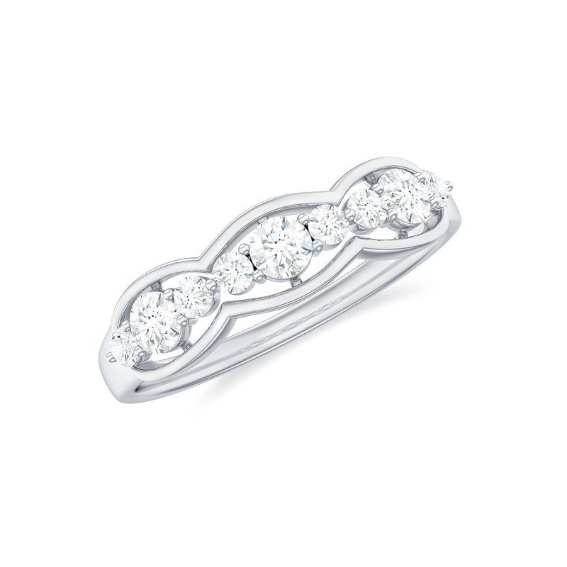1.25 CT Round Cut Certified Moissanite Anniversary Ring in Gold