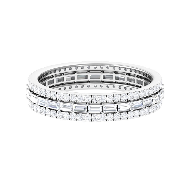 1.5 CT Classic Moissanite Three Row Full Eternity Ring