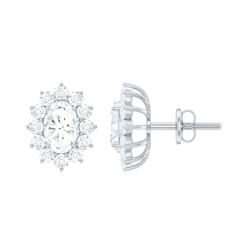 1.50 CT Certified Moissanite Gold Stud Earrings with Halo