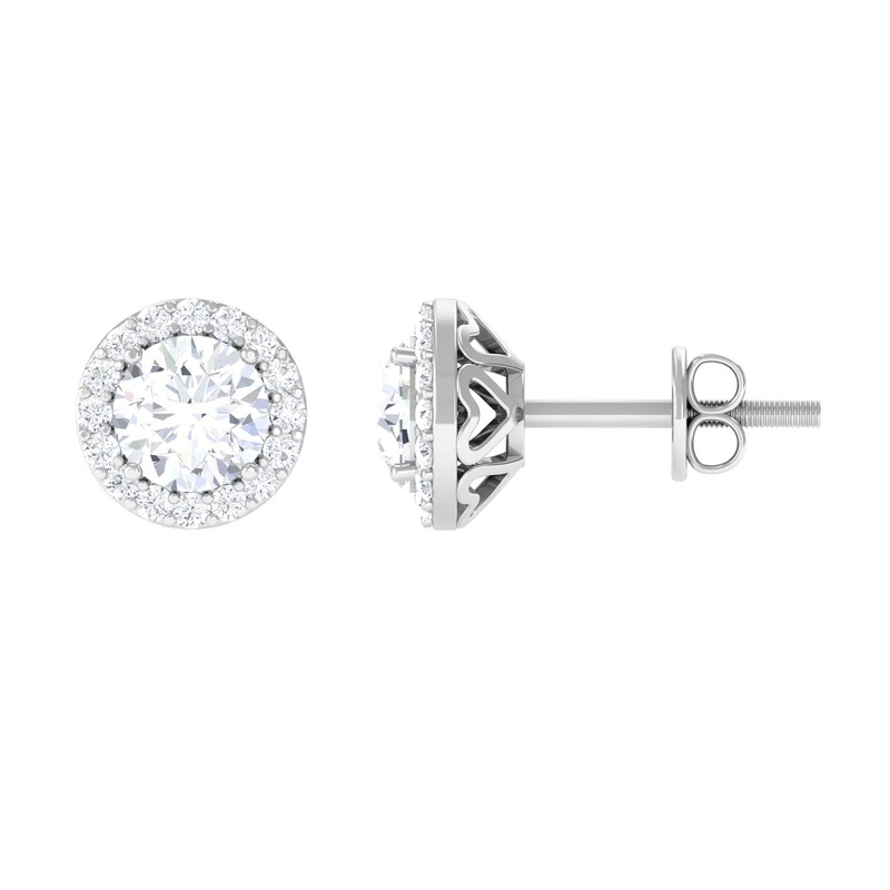 1.50 CT Certified Moissanite Stud Earrings with Halo