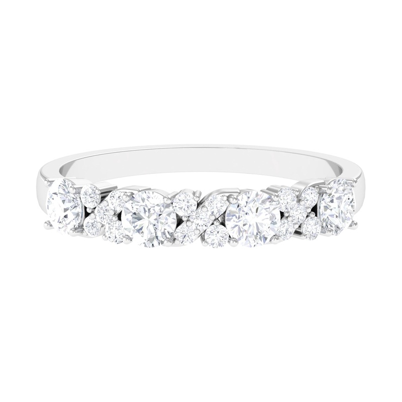 1 CT Elegant Certified Moissanite Half Eternity Ring