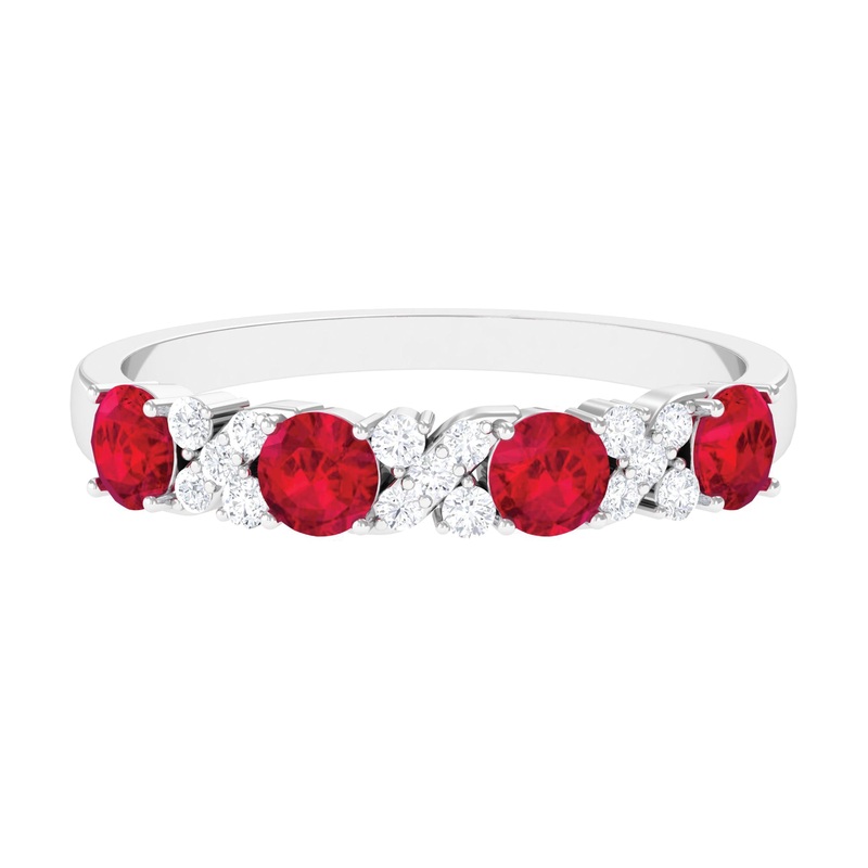1 CT Elegant Created Ruby and Diamond Half Eternity Ring