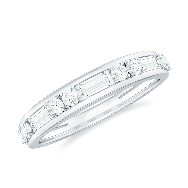 1 CT Minimal Simulated Diamond Half Eternity Band Ring in Gold