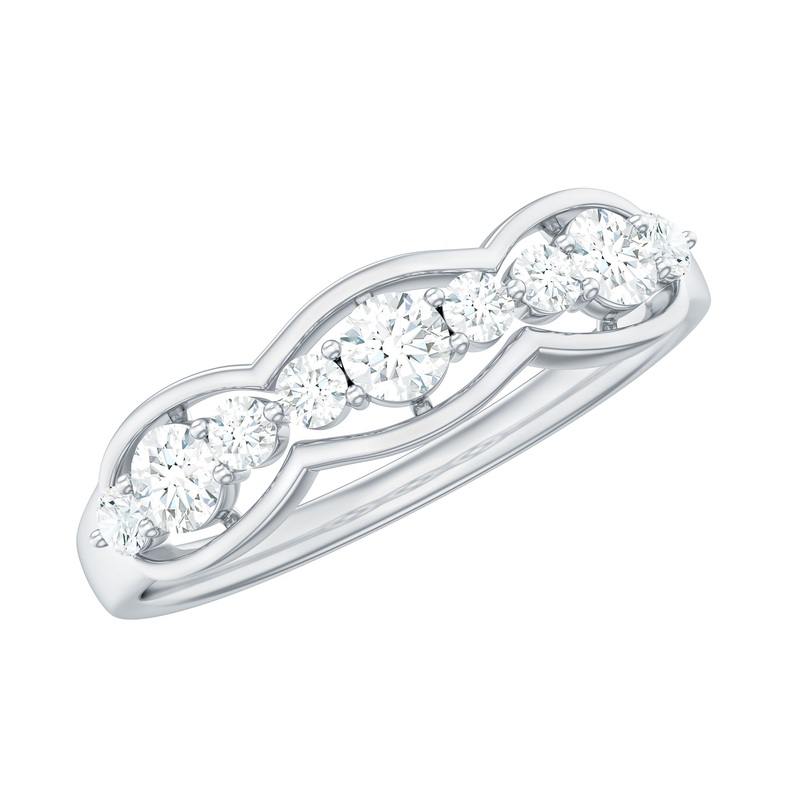 1 CT Round Cut Cubic Zirconia Anniversary Ring in Gold