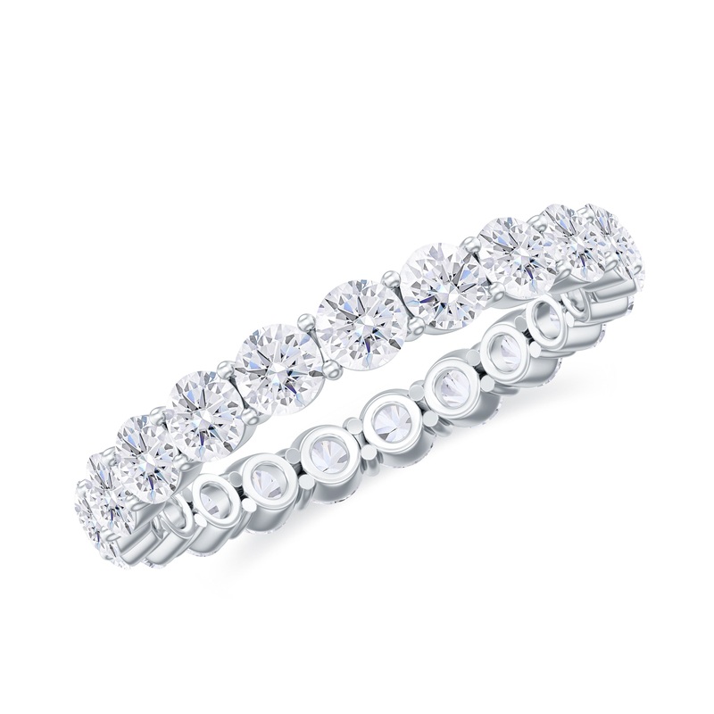 Round Cubic Zirconia Full Eternity Band Ring in Gold