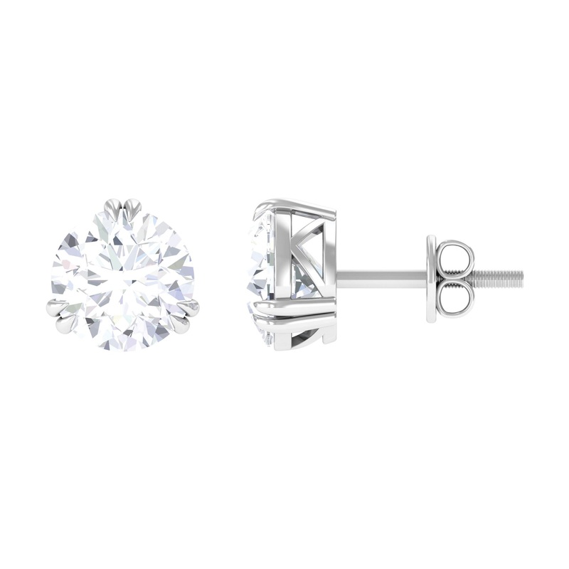 Round Shape Moissanite Solitaire Stud Earrings in Gold