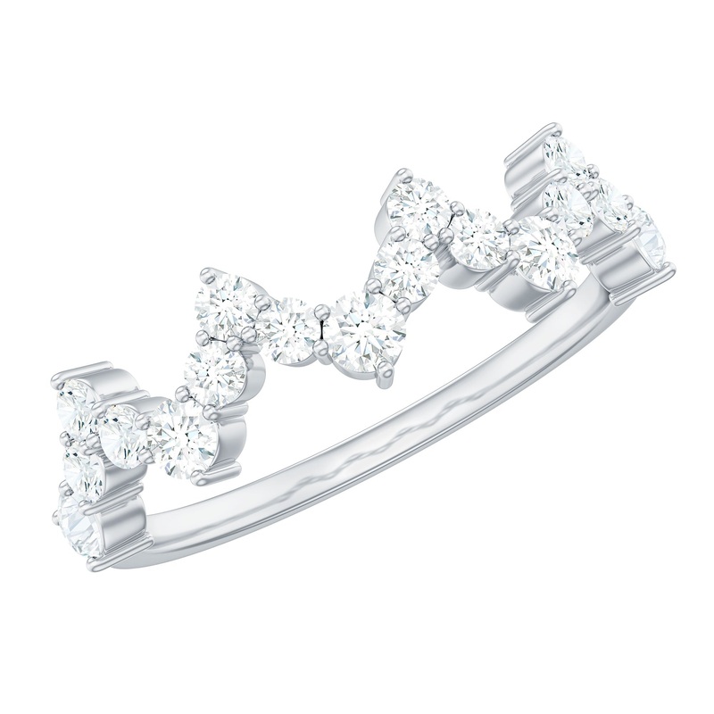 Round Simulated Diamond Zig Zag Half Eternity Ring