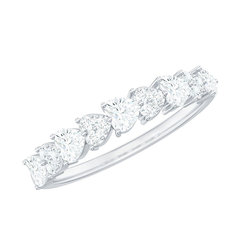 Simulated Diamond Heart Shape Half Eternity Ring