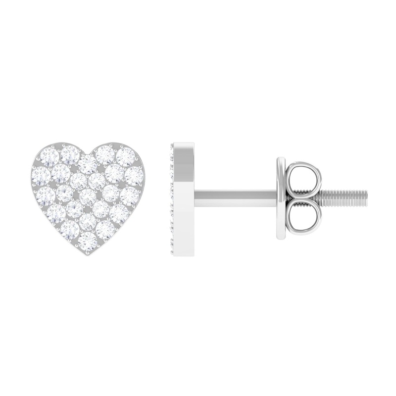 0.25 CT Natural Diamond Heart Stud Earrings in Gold