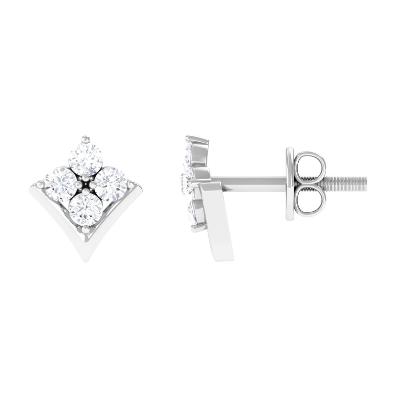 0.5 CT Certified Moissanite Flower Stud Earrings in Gold