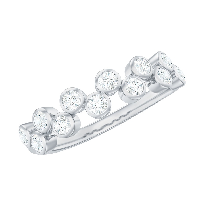 0.5 CT Zircon Simple Semi Eternity Ring in Bezel Setting