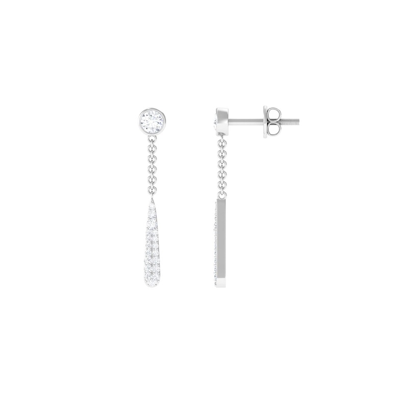 0.50 CT Certified Moissanite Chain Dangle Earrings