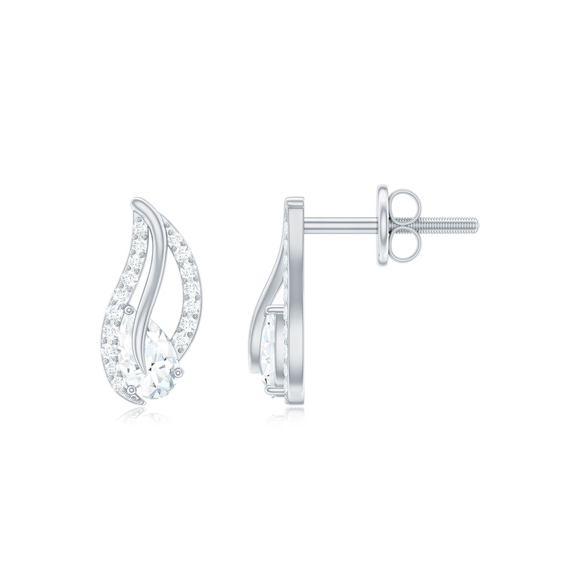 0.50 CT Certified Moissanite Leaf Stud Earrings