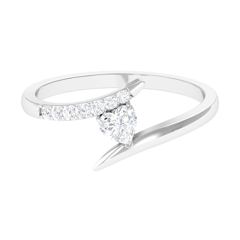 0.50 CT Heart Moissanite Bypass Promise Ring in Gold