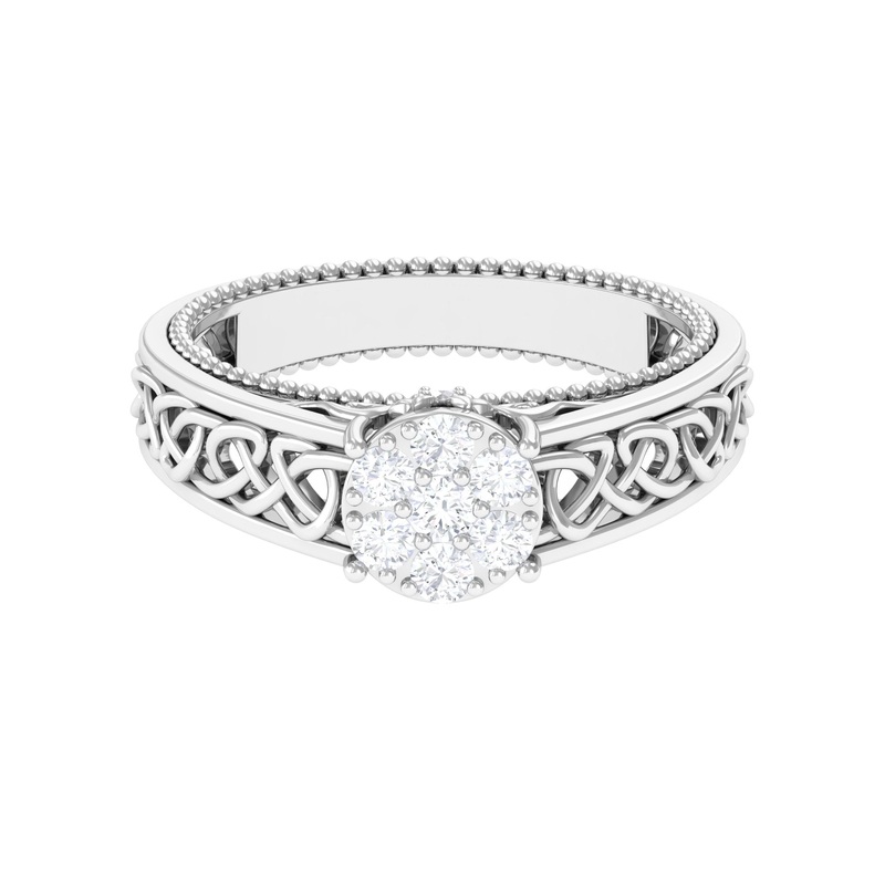 0.50 CT Real Diamond Celtic Knot Band Ring in Gold
