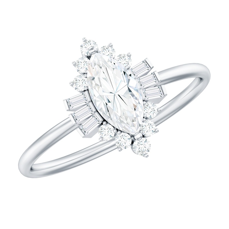 1.5 CT Certified Moissanite Antique Ring with Halo in Gold