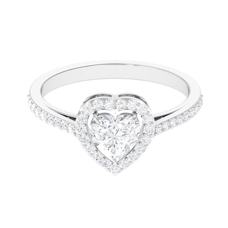 1.50 CT Certified Moissanite Heart Engagement Ring with Halo