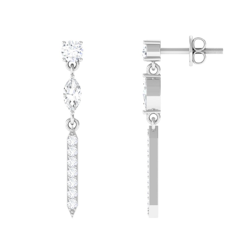 1 CT Moissanite Minimal Dangle Earrings with Screw Back
