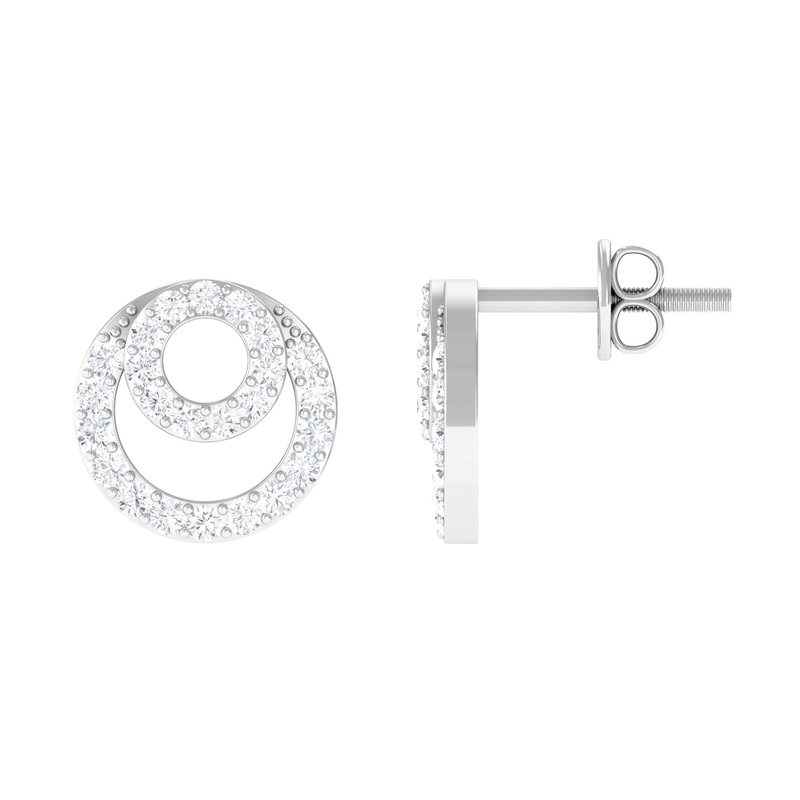 1 CT Cubic Zirconia Geometric Stud Earrings in Gold