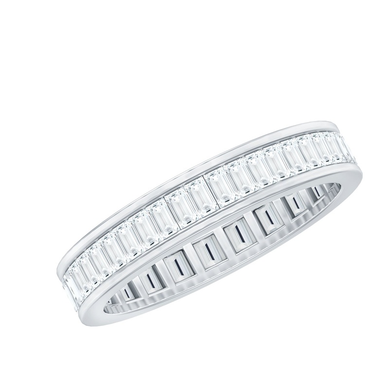 1.25 CT Baguette Cut Natural Diamond Eternity Ring in Channel Setting