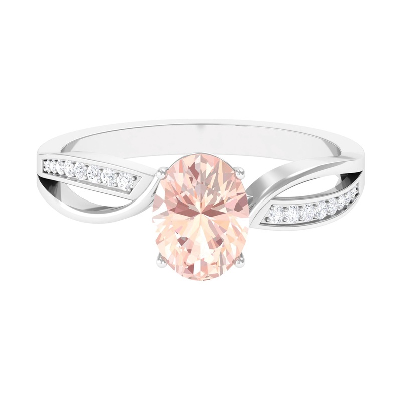 1.25 CT Infinity Shank Morganite Engagement Ring with Diamond