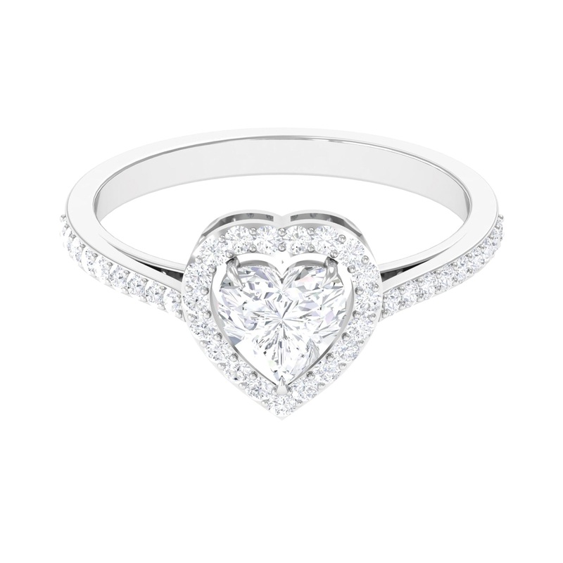 1.50 CT Heart Shape Cubic Zirconia Engagement Ring with Accent