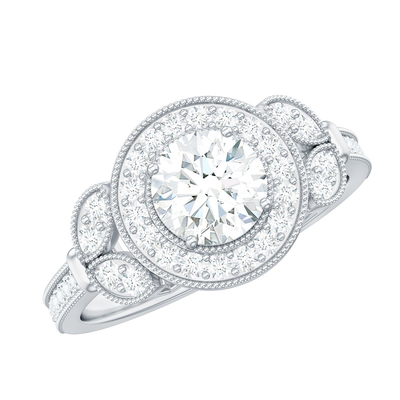 Vintage Inspired Cubic Zirconia Gold Engagement Ring